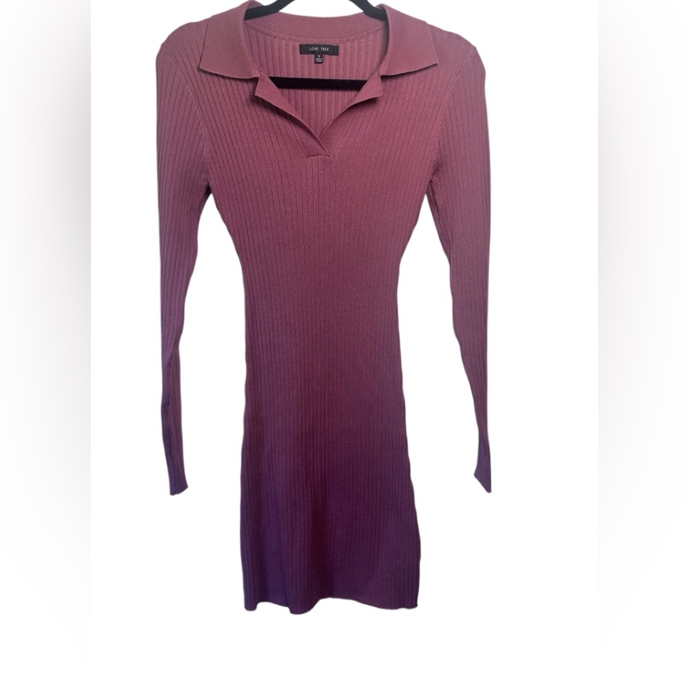 Love Tree Mauve Long Sleeve Sweater Dress with Collar Size S NWOT Bodycon Fall